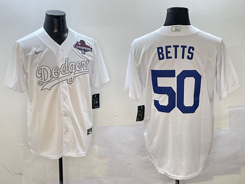 Men Los Angeles Dodgers 50 Betts White Fashion Edition Game 2025 Nike MLB Jersey style 4